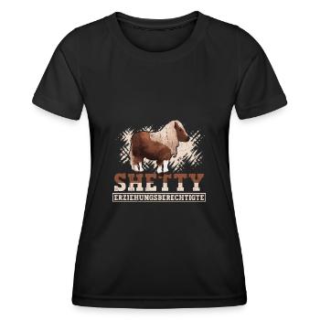 Shetty Spruch Shetland Pony reiten - Frauen Funktions-T-Shirt - Schwarz - Vorne - AI Model Female 172 light (172cm)
