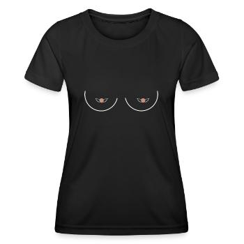 Statement Brüste Herz Nippel lustig Muttertag - Frauen Funktions-T-Shirt - Schwarz - Vorne - AI Model Female 172 light (172cm)