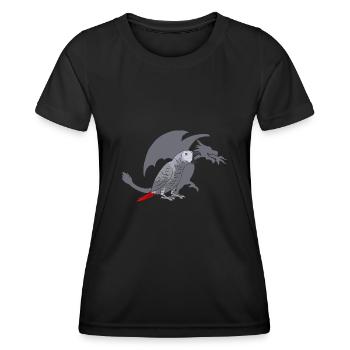 Graupapagei African Grey Parrot Papagei - Frauen Funktions-T-Shirt - Schwarz - Vorne - AI Model Female 172 light (172cm)