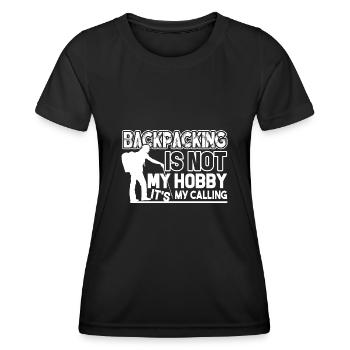 Backpacking Backpacking Is My Calling - Women's Functional T-Shirt - black - Front - AI Model Female 172 light (172cm)