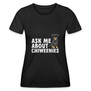 Chiweenie Chien - T-shirt sport Femme - noir - Devant - AI Model Female 172 light (172cm)
