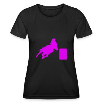 Cheval de course de barils de rodéo - T-shirt sport Femme - noir - Devant - AI Model Female 172 light (172cm)