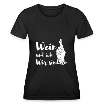 Wein und ich wir sind so - Frauen Funktions-T-Shirt - Schwarz - Vorne - AI Model Female 172 light (172cm)