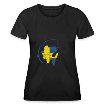 Pêche Tour Suède Canne à pêche - T-shirt sport Femme - noir - Devant - AI Model Female 172 light (172cm)
