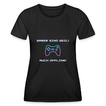 Gamers are awesome! Also offline ! - Women's Functional T-Shirt - black - Front - AI Model Female 172 light (172cm)