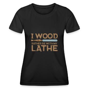 Tour à bois tournante - T-shirt sport Femme - noir - Devant - AI Model Female 172 light (172cm)