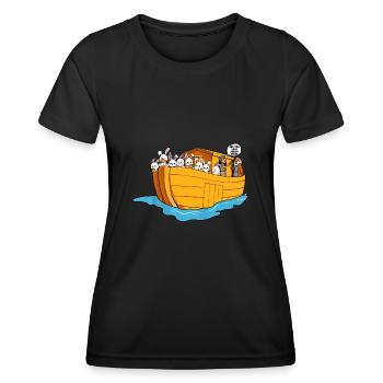 Noah Arche Boot Hasen - Frauen Funktions-T-Shirt - Schwarz - Vorne - AI Model Female 172 light (172cm)