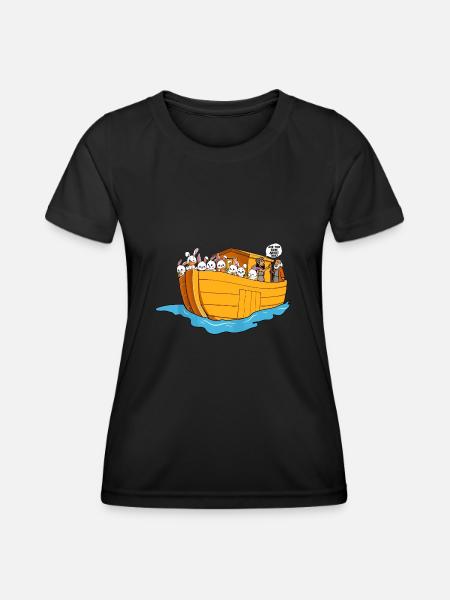 Noah Arche Boot Hasen - Frauen Funktions-T-Shirt - Schwarz