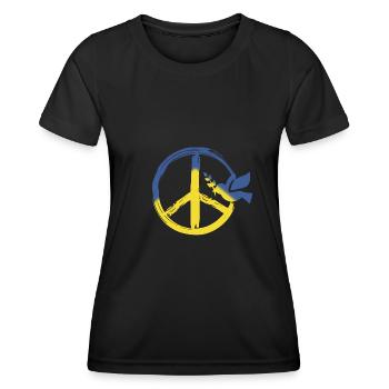 PEACE UKRAINE - Peace logo - Dove of peace - Women's Functional T-Shirt - black - Front - AI Model Female 172 light (172cm)