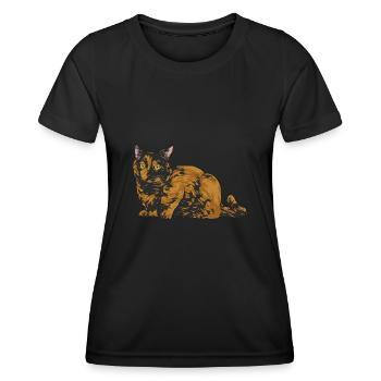 Schildpatt Katze Tortoiseshell Cat Tortie - Frauen Funktions-T-Shirt - Schwarz - Vorne - AI Model Female 172 light (172cm)