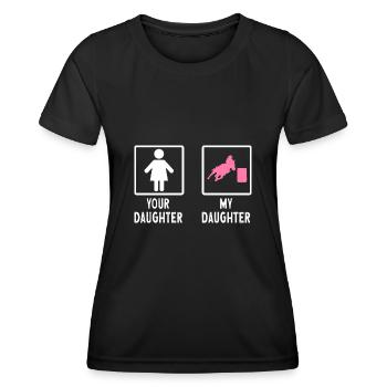Rodeo Barrel Racing Pferd - Frauen Funktions-T-Shirt - Schwarz - Vorne - AI Model Female 172 light (172cm)