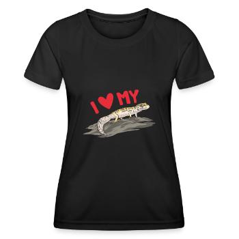 Leopard Gecko Reptile Pet Gecko - Women's Functional T-Shirt - black - Front - AI Model Female 172 light (172cm)
