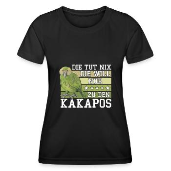 Die will nur zu den Kakapos Papagei - Frauen Funktions-T-Shirt - Schwarz - Vorne - AI Model Female 172 light (172cm)