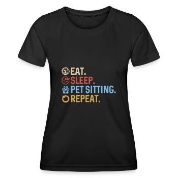 Pet Sitting Cat Dog Pet Sitter - Women's Functional T-Shirt - black - Front - AI Model Female 172 light (172cm)