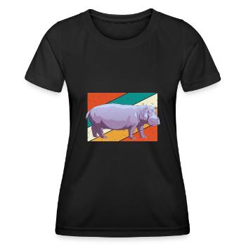 Flusspferd Nilpferd - Frauen Funktions-T-Shirt - Schwarz - Vorne - AI Model Female 172 light (172cm)