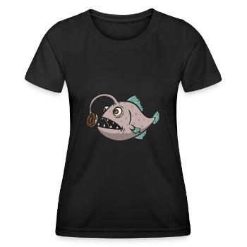 Poisson-grenouille Pêcheur en haute mer Pêcheur à la ligne - T-shirt sport Femme - noir - Devant - AI Model Female 172 light (172cm)
