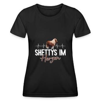 Shetty im Herzen Herzschlag Shetland Pony - Frauen Funktions-T-Shirt - Schwarz - Vorne - AI Model Female 172 light (172cm)