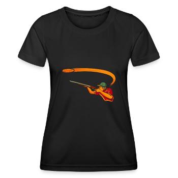 Shooting Skeet Clay Pigeon Shooting - Women's Functional T-Shirt - black - Front - AI Model Female 172 light (172cm)