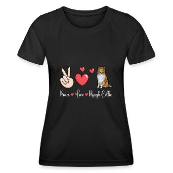 Collie à poil long Collie rugueux Chien - T-shirt sport Femme - noir - Devant - AI Model Female 172 light (172cm)