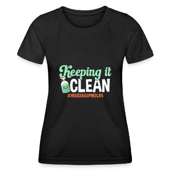 Domestic help, cleaner, housekeeper - Women's Functional T-Shirt - black - Front - AI Model Female 172 light (172cm)