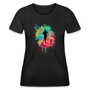 Jogging und Laufen - Frauen Funktions-T-Shirt - Schwarz - Vorne - AI Model Female 172 light (172cm)