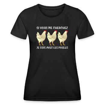 Cadeau agriculteur éleveur de poules - T-shirt sport Femme - noir - Devant - AI Model Female 172 light (172cm)
