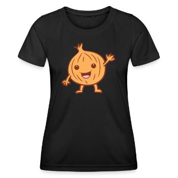 Zwiebel - freundlich winkende Zwiebel - Frauen Funktions-T-Shirt - Schwarz - Vorne - AI Model Female 172 light (172cm)
