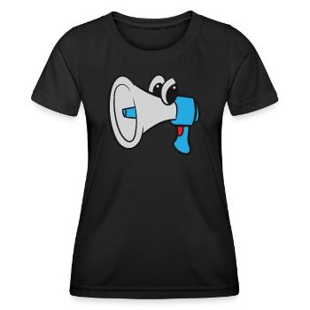 Megafon / Megaphone - Blau mit Augen - Frauen Funktions-T-Shirt - Schwarz - Vorne - AI Model Female 172 light (172cm)