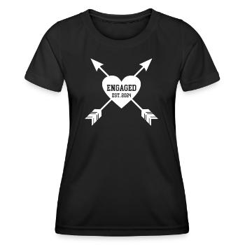 Engaged 2024 Hochzeit Verlobung Verlobte Verlobter - Frauen Funktions-T-Shirt - Schwarz - Vorne - AI Model Female 172 light (172cm)