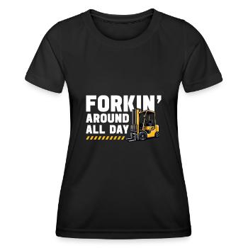 Forklift operator funny forkin around design - Women's Functional T-Shirt - black - Front - AI Model Female 172 light (172cm)
