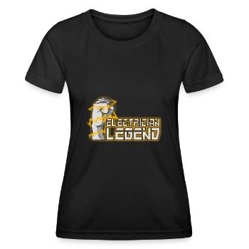 Elektroarbeiter, Spannung, Handwerker, Elektriker - Frauen Funktions-T-Shirt - Schwarz - Vorne - AI Model Female 172 light (172cm)