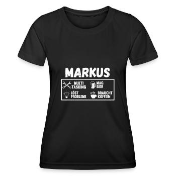 Markus - Frauen Funktions-T-Shirt - Schwarz - Vorne - AI Model Female 172 light (172cm)