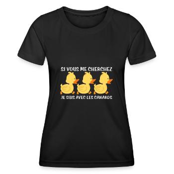 Cadeau agriculteur éleveur de canards - T-shirt sport Femme - noir - Devant - AI Model Female 172 light (172cm)