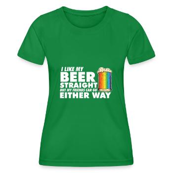 LGBT Proud Ally I Like My Beer Straight Rainbow - Women's Functional T-Shirt - kelly green - Front - AI Model Female 172 dark (172cm)