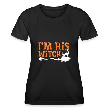 Halloween-Paar Ich bin seine Hexe feiert Halloween - Frauen Funktions-T-Shirt - Schwarz - Vorne - AI Model Female 172 light (172cm)