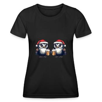 Eule Weihnachten Bier Team - Frauen Funktions-T-Shirt - Schwarz - Vorne - AI Model Female 172 light (172cm)