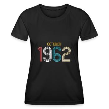 Octobre 1962 - Cadeau du 60e anniversaire. Légende. - T-shirt sport Femme - noir - Devant - AI Model Female 172 light (172cm)