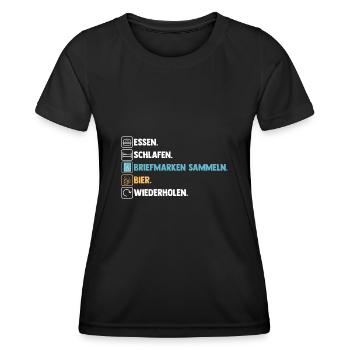 Bier Philatelie Briefmarkensammlung Briefmarkensam - Frauen Funktions-T-Shirt - Schwarz - Vorne - AI Model Female 172 light (172cm)