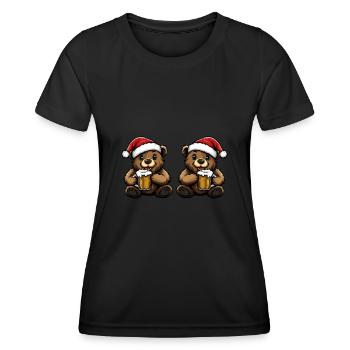 Bär Weihnachten Bier Team - Frauen Funktions-T-Shirt - Schwarz - Vorne - AI Model Female 172 light (172cm)