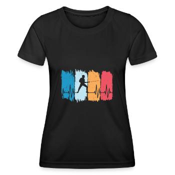 Fechten Herzrhythmus Fechter Geschenke 2021 - Frauen Funktions-T-Shirt - Schwarz - Vorne - AI Model Female 172 light (172cm)