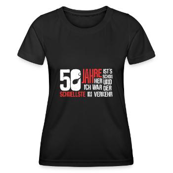 50. Geburtstag - schnellster im Verkehr - Frauen Funktions-T-Shirt - Schwarz - Vorne - AI Model Female 172 light (172cm)
