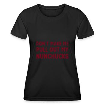 Nunchaku Ninjutsu Karaté Entraînement Ninja Armes Ninja - T-shirt sport Femme - noir - Devant - AI Model Female 172 light (172cm)