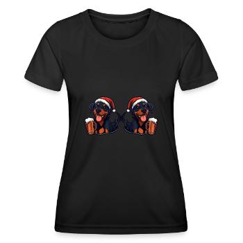Dobermann Hund Weihnachten Bier Team - Frauen Funktions-T-Shirt - Schwarz - Vorne - AI Model Female 172 light (172cm)