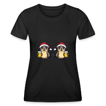 Robbe Tier Weihnachten Bier Team - Frauen Funktions-T-Shirt - Schwarz - Vorne - AI Model Female 172 light (172cm)
