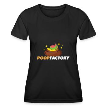 Kackhaufen-Fabrik - Poop-Factory - Frauen Funktions-T-Shirt - Schwarz - Vorne - AI Model Female 172 light (172cm)