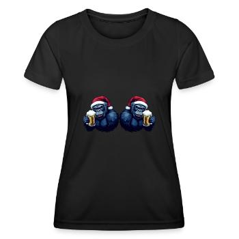L’équipe de la bière de Noël Gorilla - T-shirt sport Femme - noir - Devant - AI Model Female 172 light (172cm)