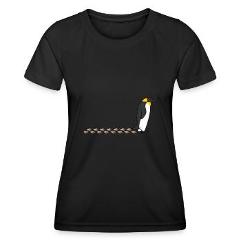 Cute Penguin Waddling Snow Wildlife Footprint - Women's Functional T-Shirt - black - Front - AI Model Female 172 light (172cm)