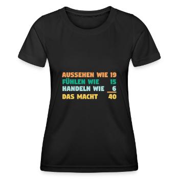 Vierzig Vierzigster 40 Jahre Geburtstag - Frauen Funktions-T-Shirt - Schwarz - Vorne - AI Model Female 172 light (172cm)