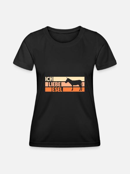 Esel - Frauen Funktions-T-Shirt - Schwarz