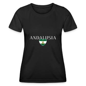 Spanien Europa Flagge Andalusien Sevilla - Frauen Funktions-T-Shirt - Schwarz - Vorne - AI Model Female 172 light (172cm)